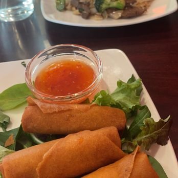 Crispy spring rolls with chili sauce